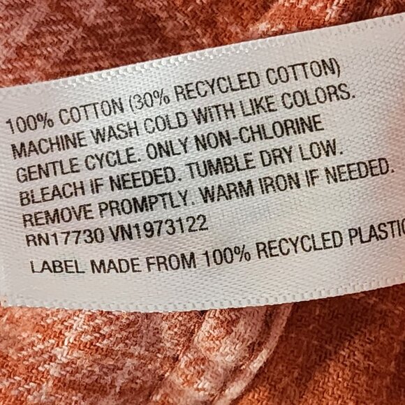Universal Thread Salmon Pink Plaid LS Flannel Style Recycled Cotton Button Up L - Picture 16 of 16